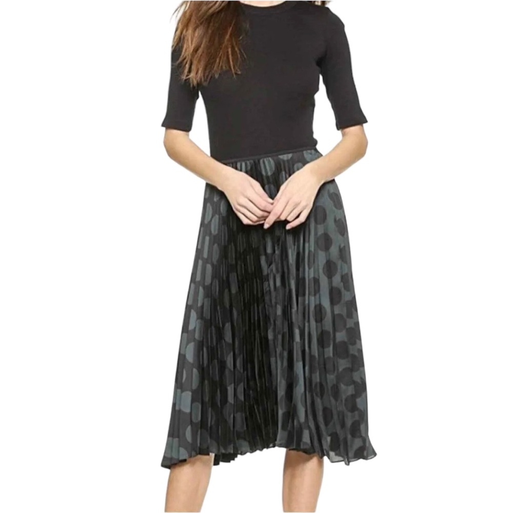 Theory Zeyn Pleated Dotted Chiffon Skirt